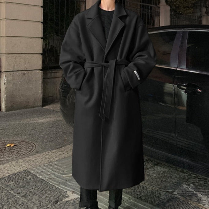 Lange Wol Overcoat – Luxe Herenjas voor Herfst en Winter