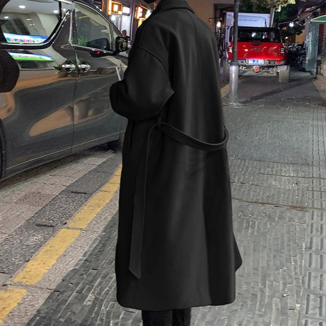 Lange Wol Overcoat – Luxe Herenjas voor Herfst en Winter