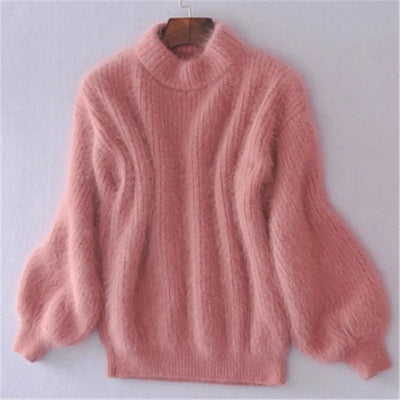 Dames Gebreide Trui – Losvallend & Vintage Angora Look