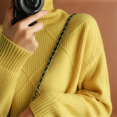 Dames Gebreide Trui met Hoge Kraag – Warm & Oversized Elegance