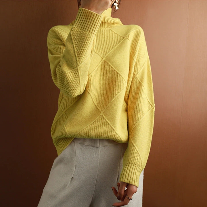 Dames Gebreide Trui met Hoge Kraag – Warm & Oversized Elegance