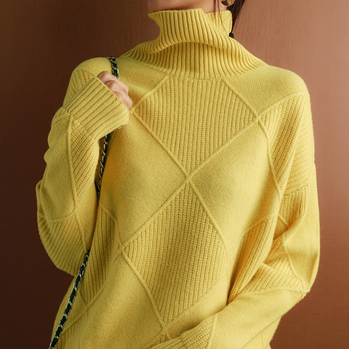 Dames Gebreide Trui met Hoge Kraag – Warm & Oversized Elegance