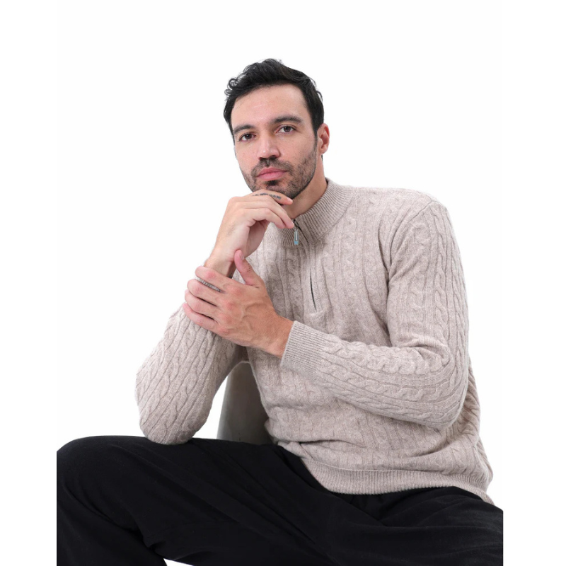 100% Cashmere Woven Half Zip