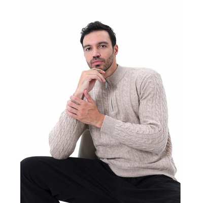 100% Cashmere Woven Half Zip