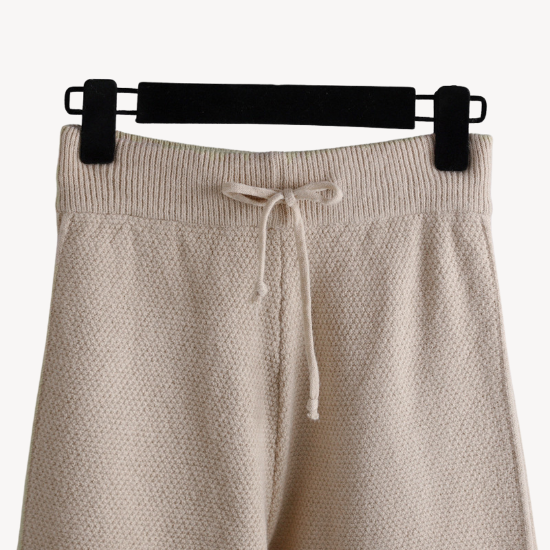 Dames Gebreide Lounge Set – Oversized Trui & Wijde Pantalon