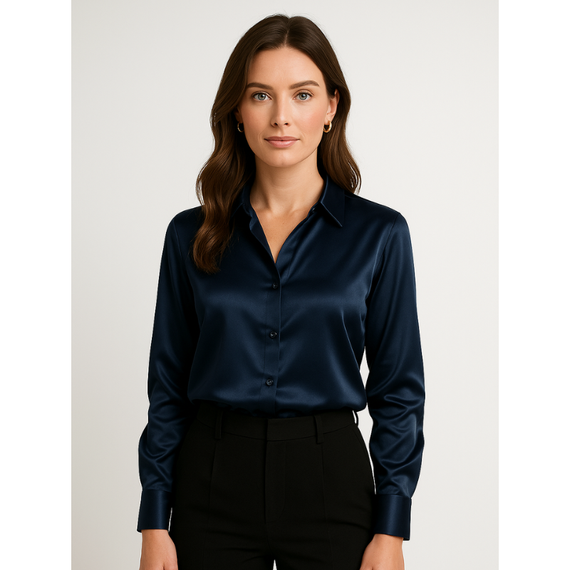 Satijnen Dames Blouse met Knopen – Elegant & Tijdloos