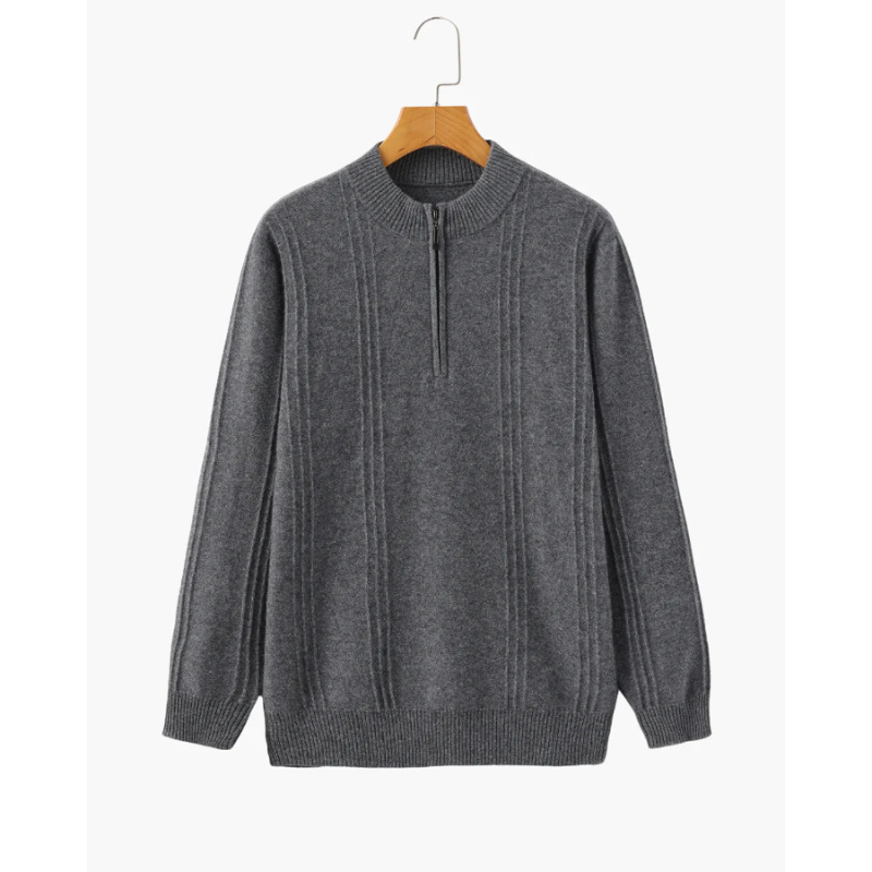 100% Kasjmier Geribbelde Half Zip