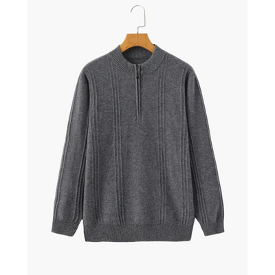 100% Kasjmier Geribbelde Half Zip