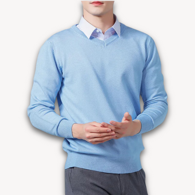 Heren Kasjmier V-Hals Trui – Slim Fit, Zacht & Lichtgewicht