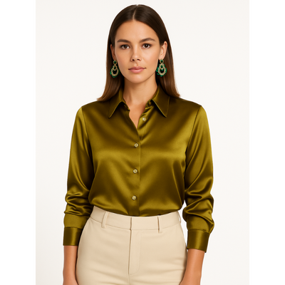 Satijnen Dames Blouse met Knopen – Elegant & Tijdloos