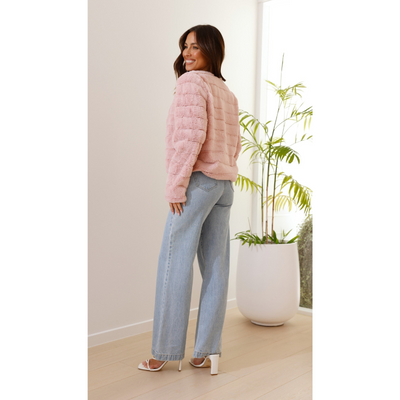 Luxe Cropped Damesjas van Imitatiebont – Modern & Chic