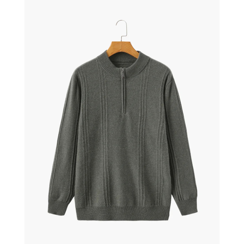100% Kasjmier Geribbelde Half Zip