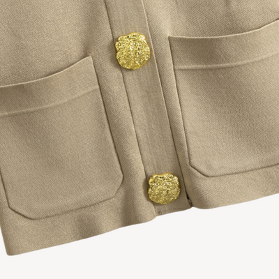 Dames Gebreide Twee-Delige Set – Cardigan & Wijde Pantalon
