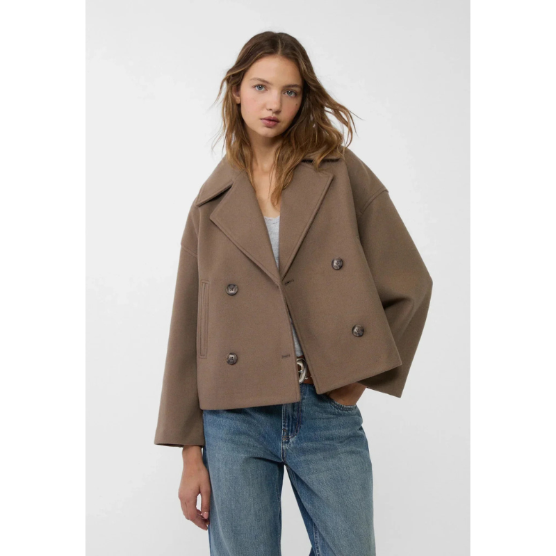 Getailleerde Double-Breasted Dames Jas – Chic & Veelzijdig