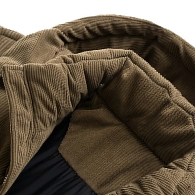 Heren Puffer Jas met Corduroy Capuchon – Warm en Stijlvol