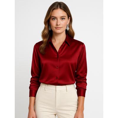 Satijnen Dames Blouse met Knopen – Elegant & Tijdloos