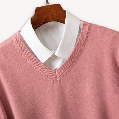 Heren Kasjmier V-Hals Trui – Slim Fit, Zacht & Lichtgewicht