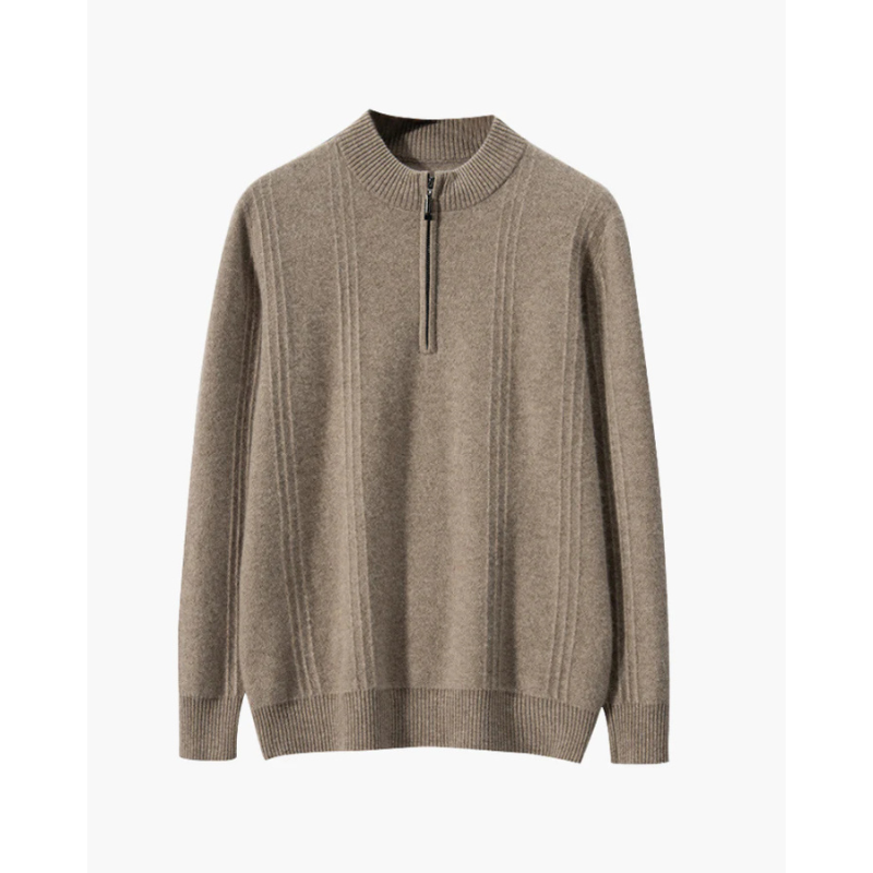 100% Kasjmier Geribbelde Half Zip