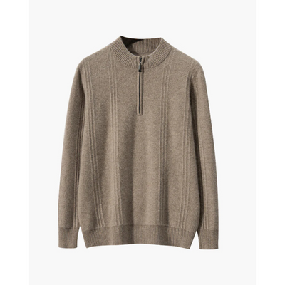 100% Kasjmier Geribbelde Half Zip