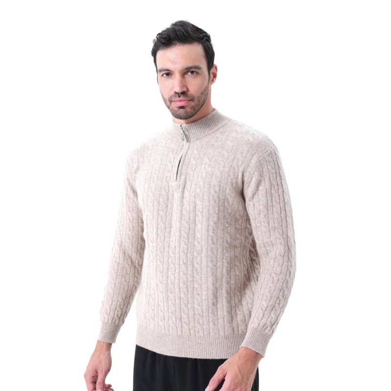 100% Cashmere Woven Half Zip