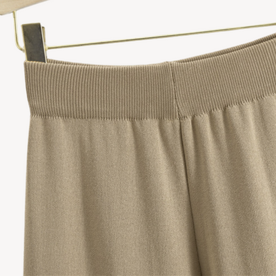 Dames Gebreide Twee-Delige Set – Cardigan & Wijde Pantalon