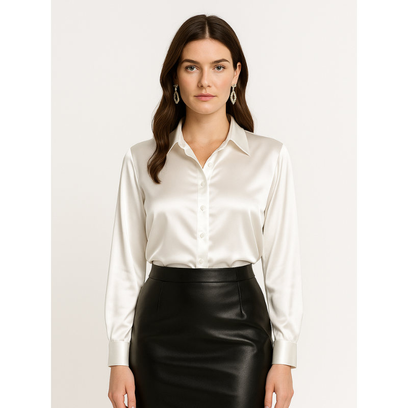 Satijnen Dames Blouse met Knopen – Elegant & Tijdloos