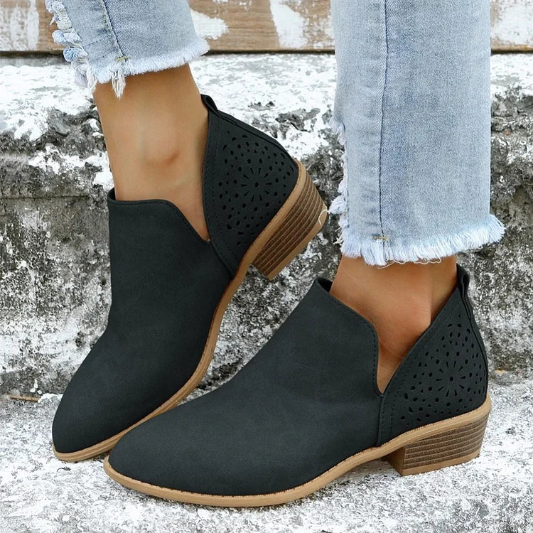 Elegante Leren Dames Schoenen Met Lage Hak – Comfort & Stijl