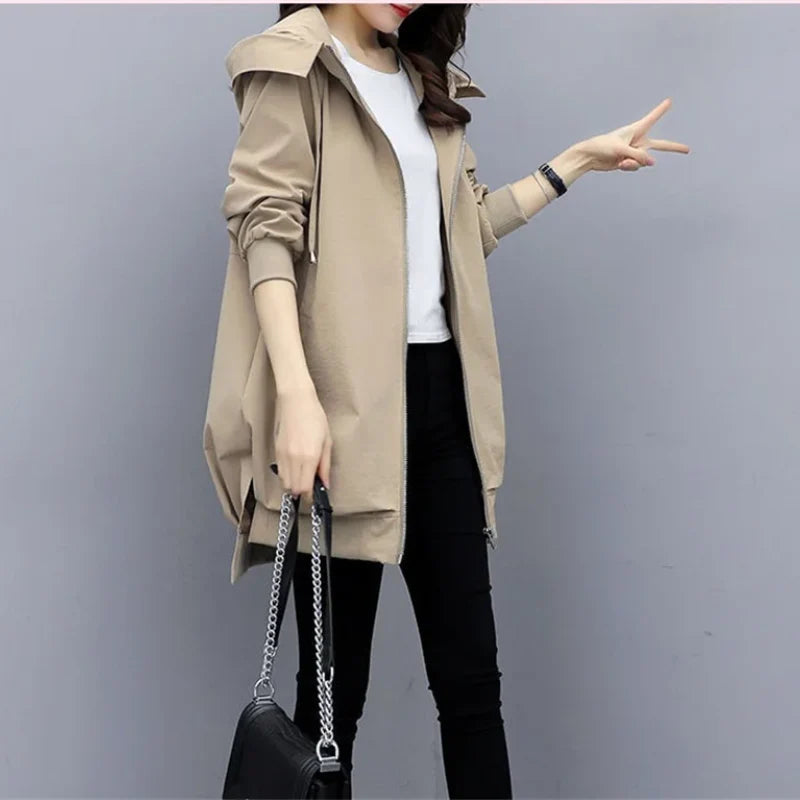Trenchcoat Tussenjas Dames met Capuchon