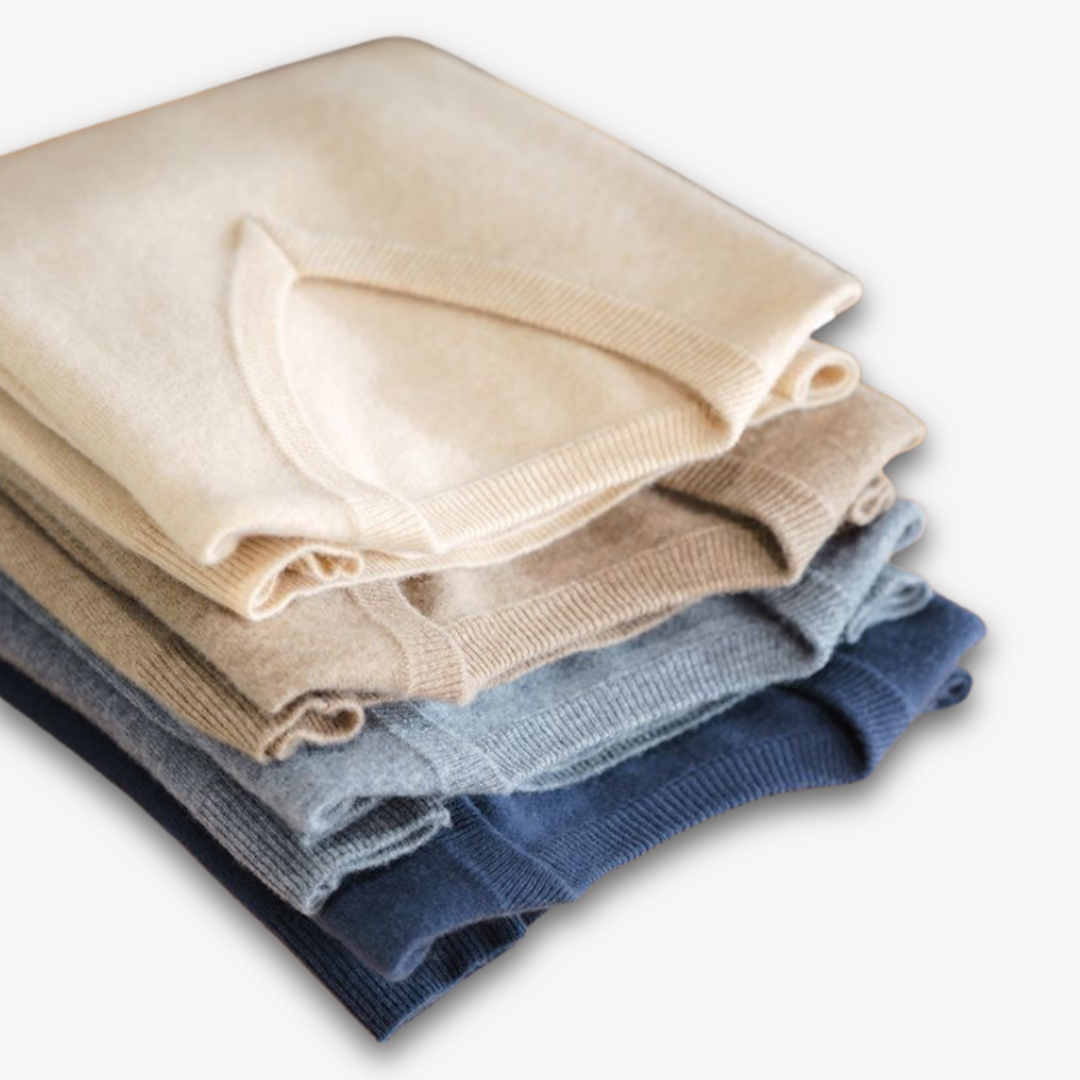 Heren Kasjmier V-Hals Trui – Slim Fit, Zacht & Lichtgewicht