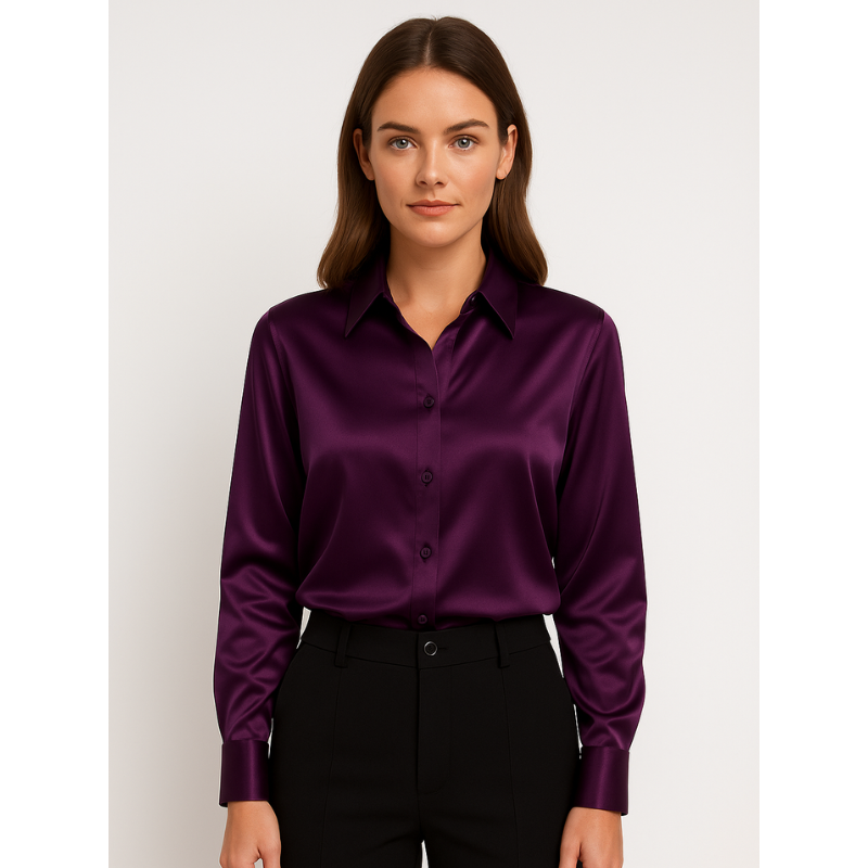 Satijnen Dames Blouse met Knopen – Elegant & Tijdloos