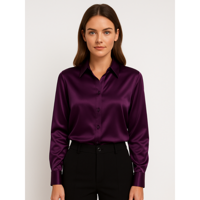 Satijnen Dames Blouse met Knopen – Elegant & Tijdloos