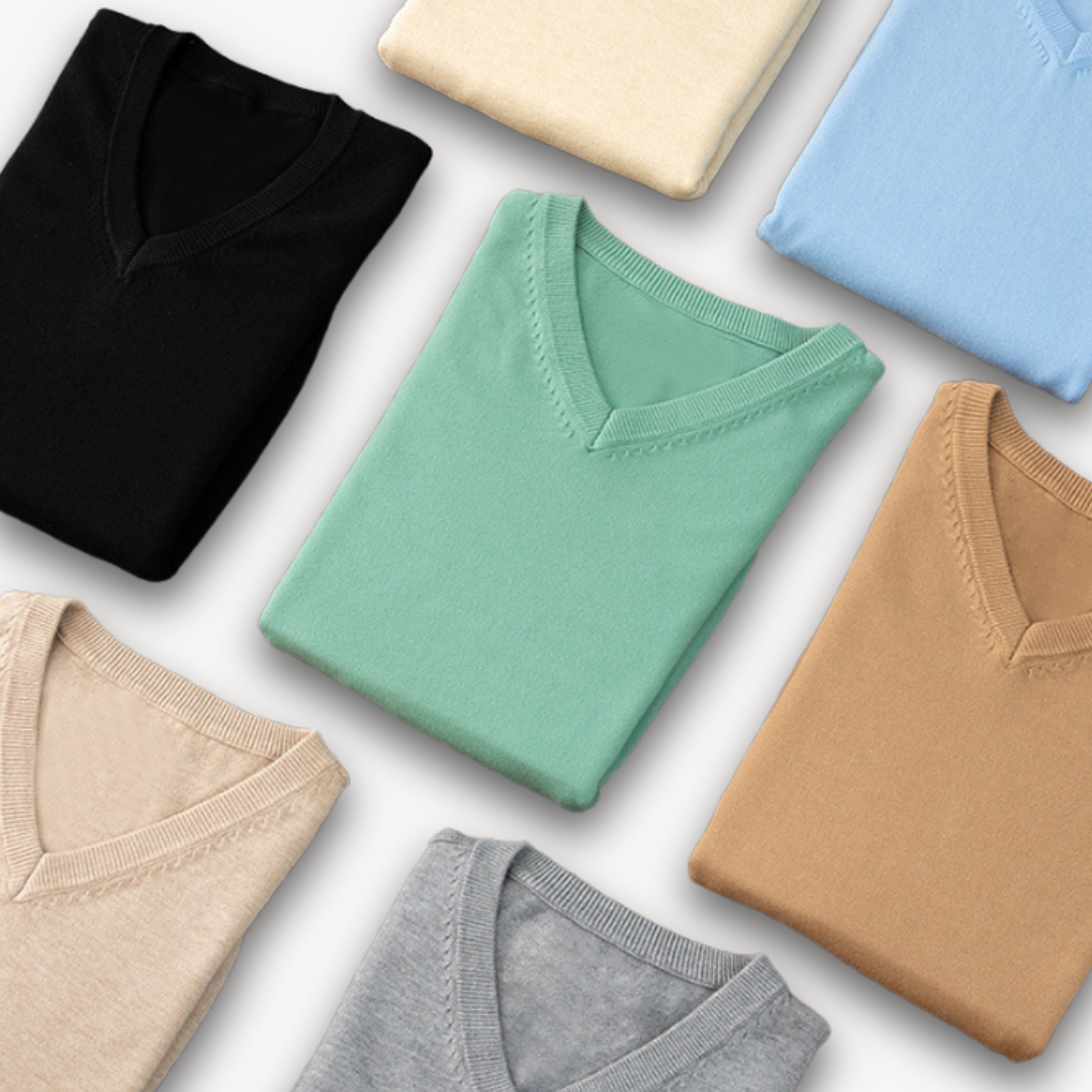 Heren Kasjmier V-Hals Trui – Slim Fit, Zacht & Lichtgewicht