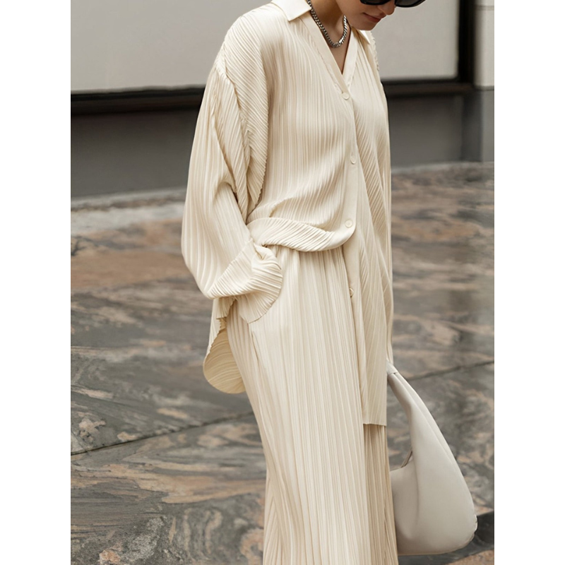 Dames Oversized Plissé Co-ord Set – Stijlvol & Comfortabel
