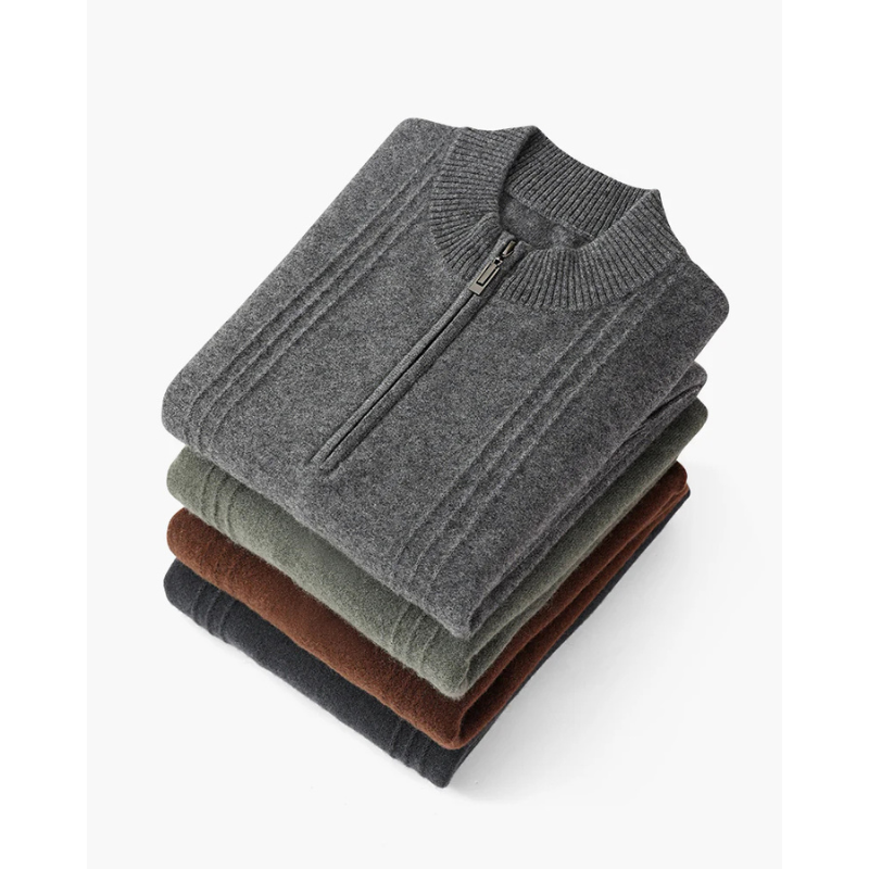 100% Kasjmier Geribbelde Half Zip