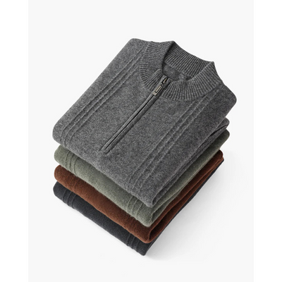 100% Kasjmier Geribbelde Half Zip