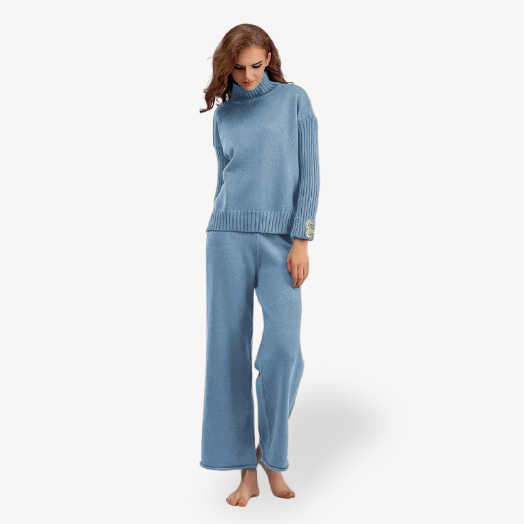 Dames Gebreide Set – Coltrui & Wijde Pantalon in Knitwear