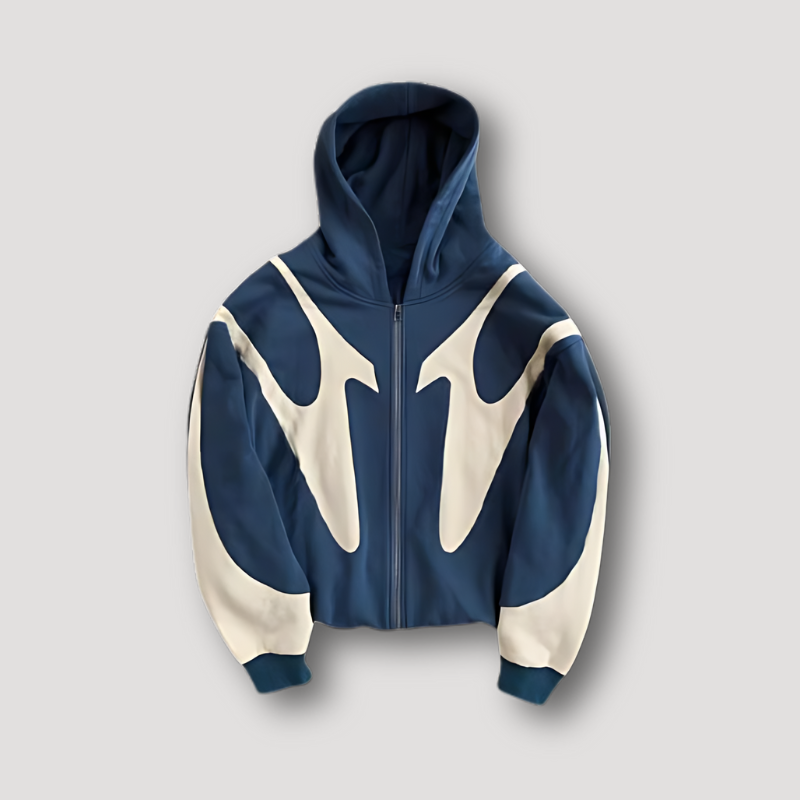 Heren Zip Hoodie – Urban Streetwear met Patchwork Design