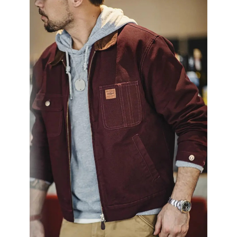 Heren Utility Jacket – Zipper Front met Meerdere Zakken