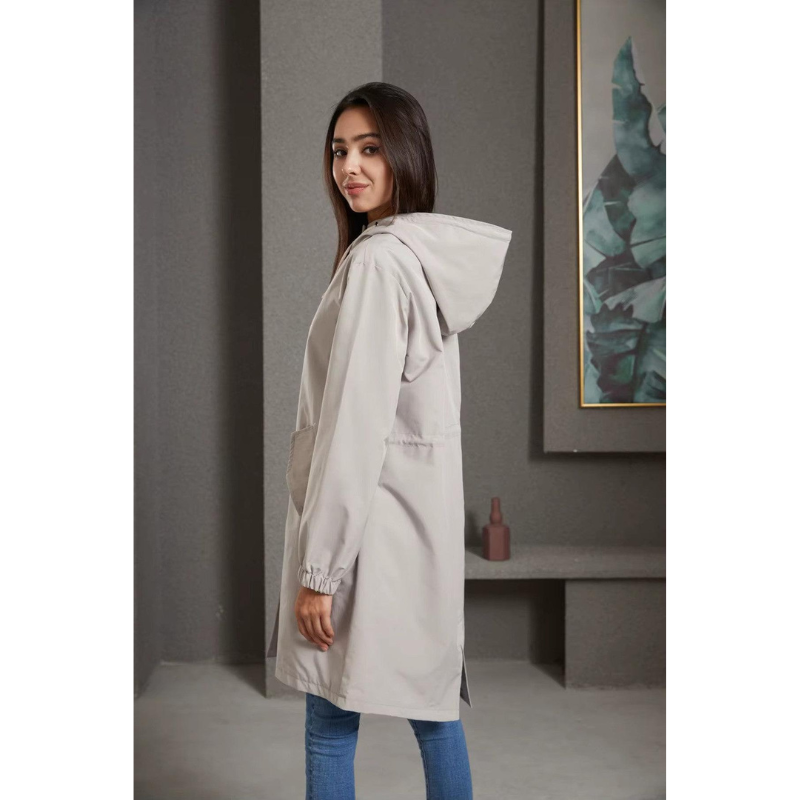 Dames Waterdichte Regen Trenchcoat met Capuchon