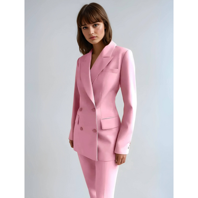 Dames Blazer en Broek Set – Double-Breasted Tailored Pak