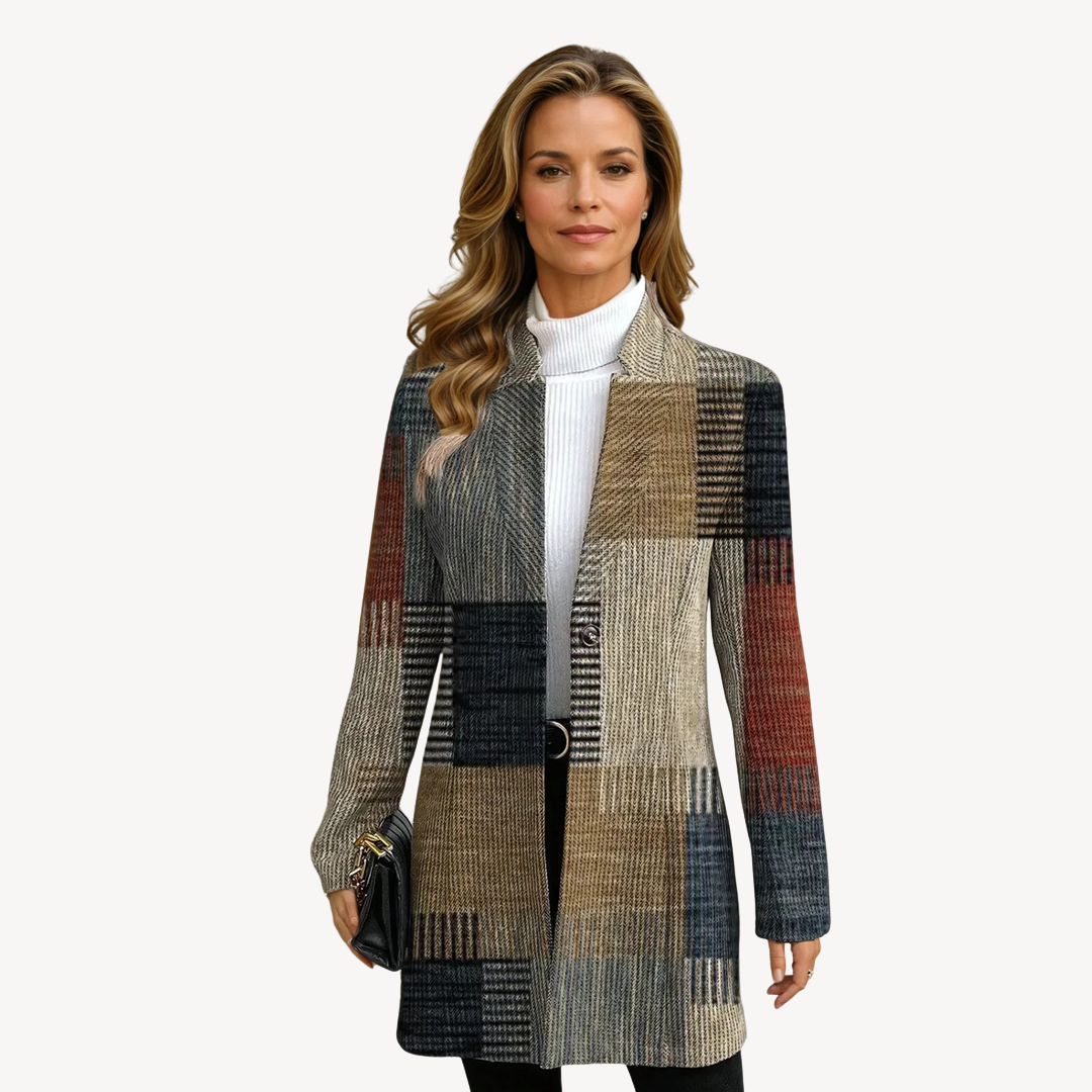 Dames Geruite Wolmix Blazer – Tijdloos & Chic voor Herfst/Winter