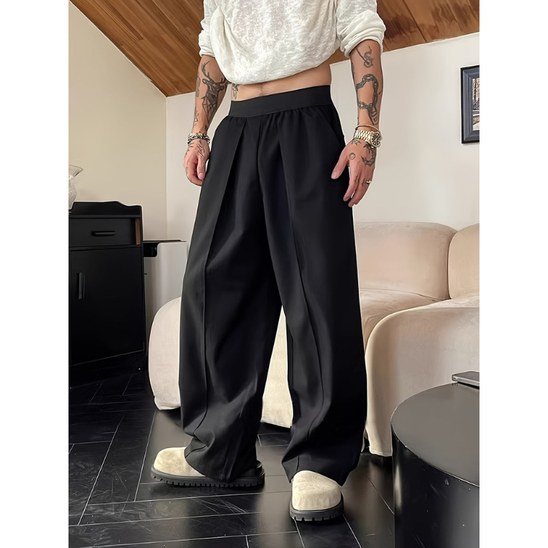 Heren Broek – Ontspannen Pasvorm met Elastische Taille & Trendy Kleurdetails
