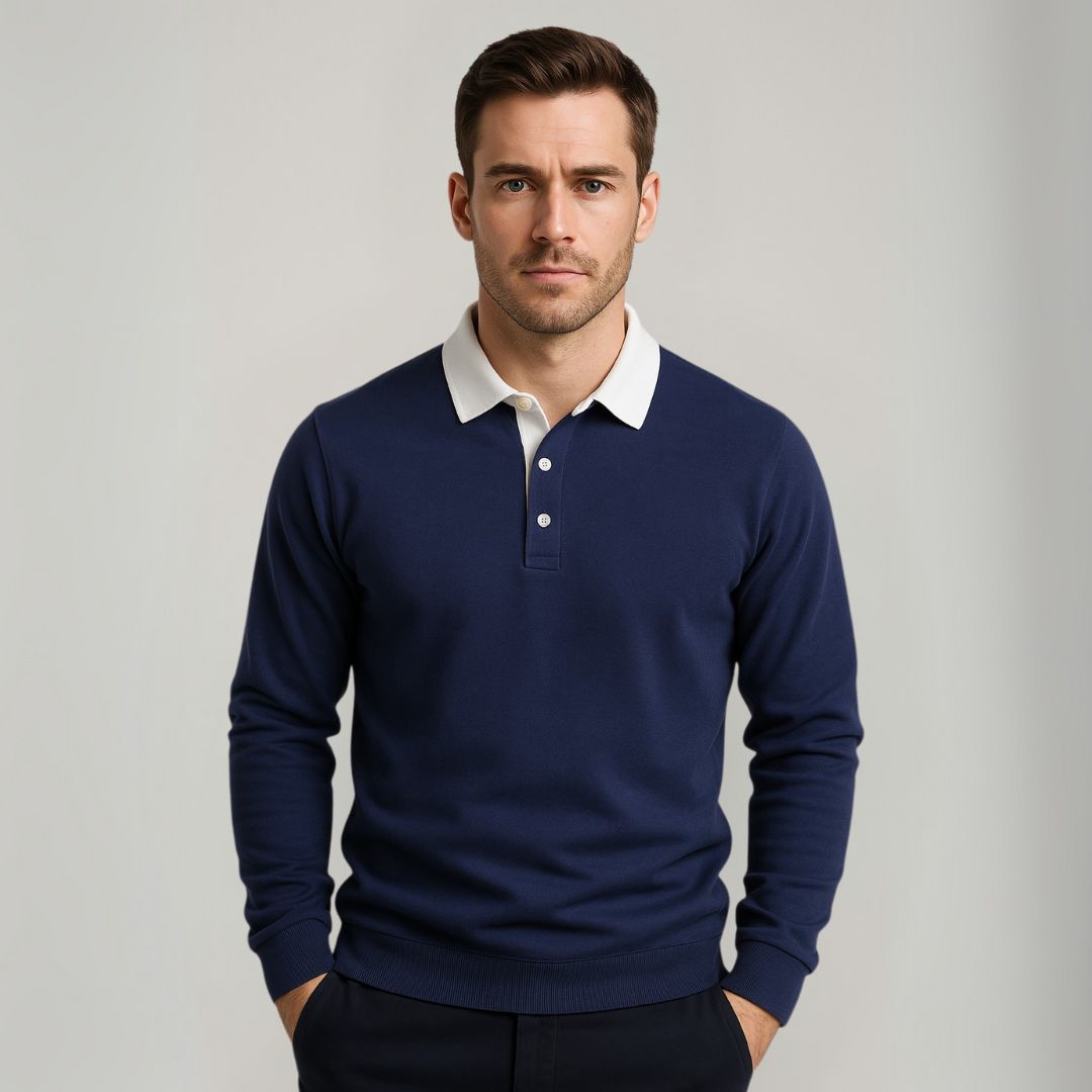 Heren Polo Trui met Lange Mouwen – 100% Katoen