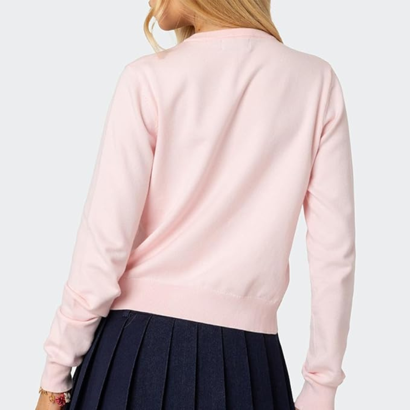 Portofino Cropped Gebreid Damesvest – Poederroze