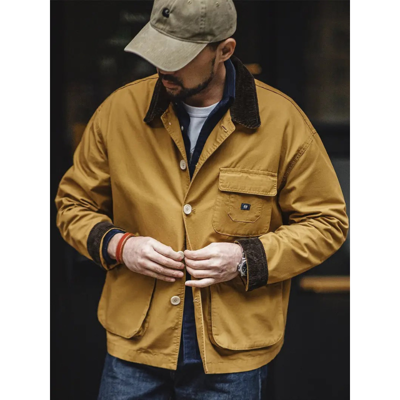 Heren Utility Jacket – Button-Down, Workwear Stijl