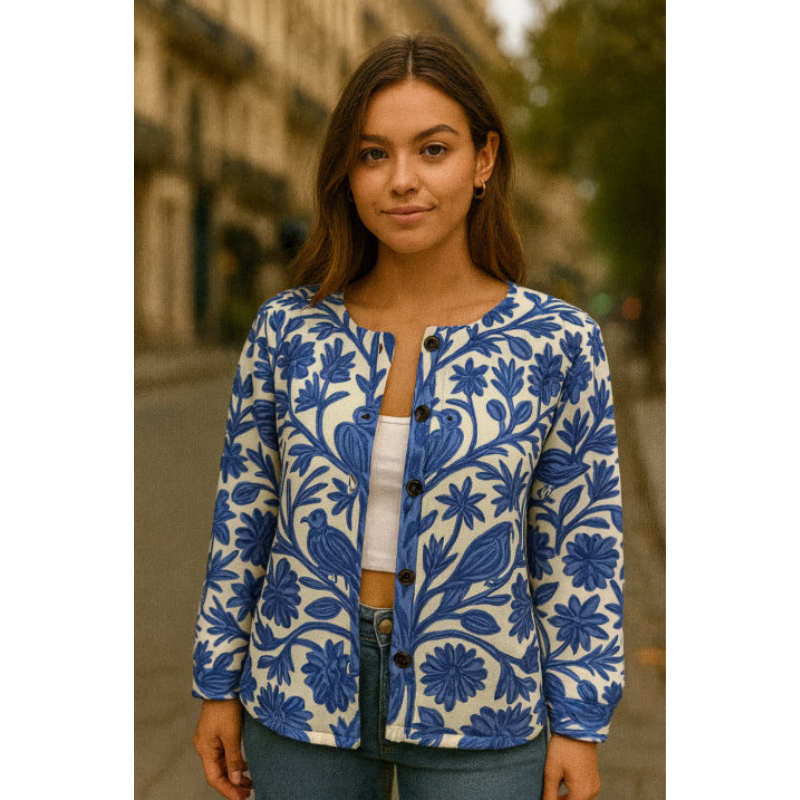 Dames Vest met Bloemenprint – Elegant & Tijdloos Design