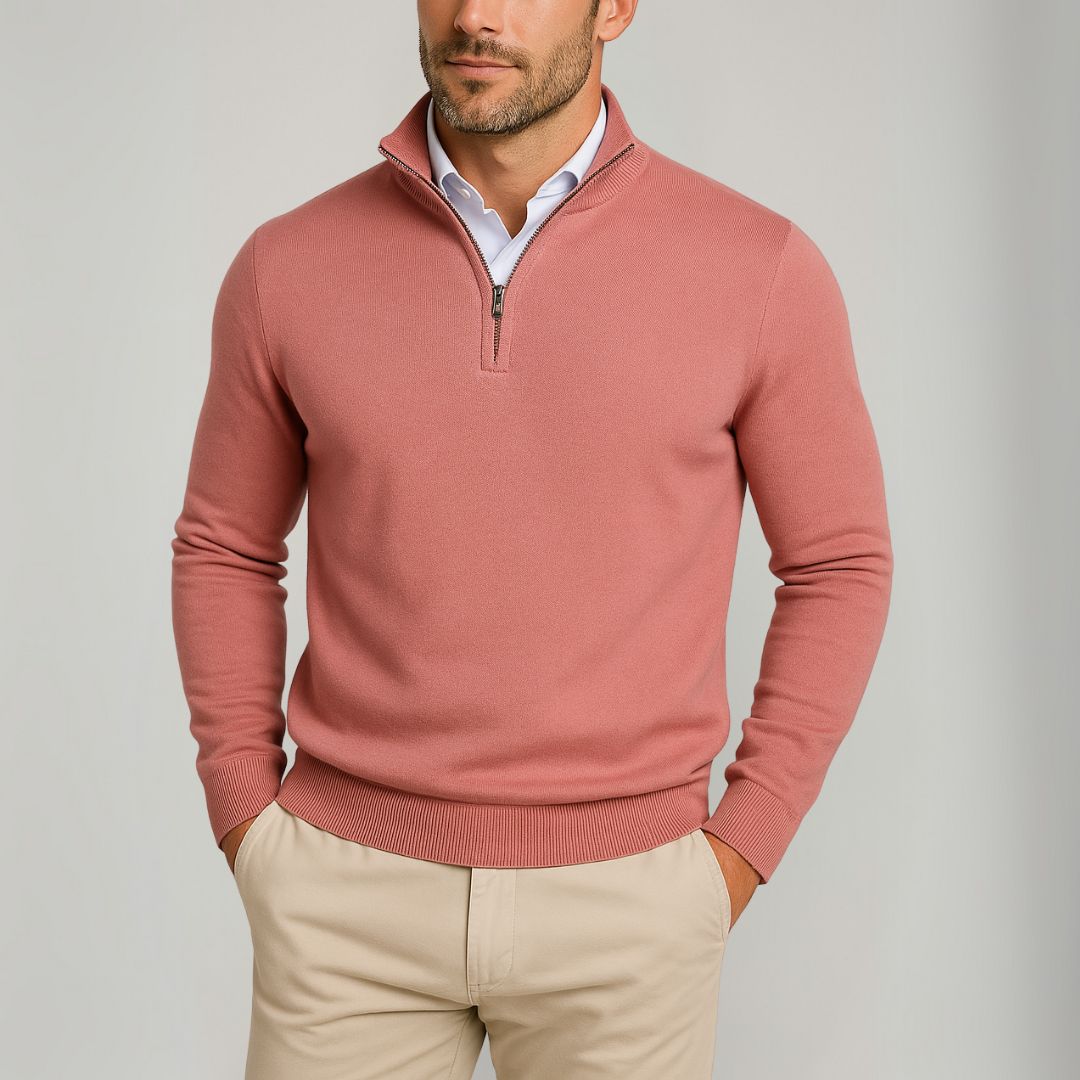 Heren Katoenen Quarter-Zip Trui – Slim Fit