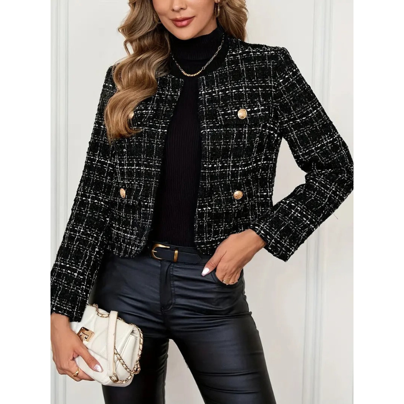 Dames Cropped Blazer met Ruitenpatroon