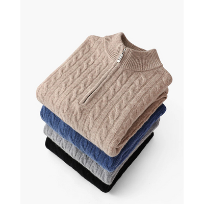 100% Cashmere Woven Half Zip