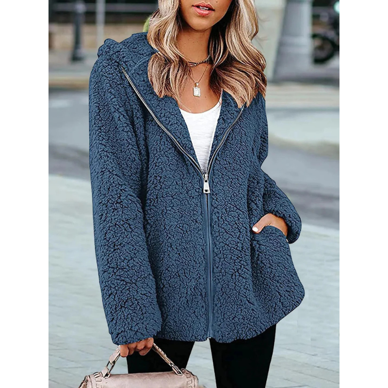 Teddy Vest Blauw met Capuchon